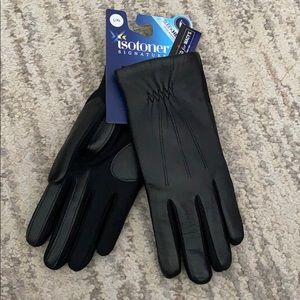 Isotoner Leather Sleek Heat Gloves L/XL